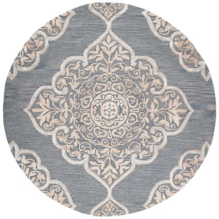 Safavieh 5 x 5 ft. Dip Dye Hand Tufted Round Area Rug; Slate & Beige DDY510B-5R